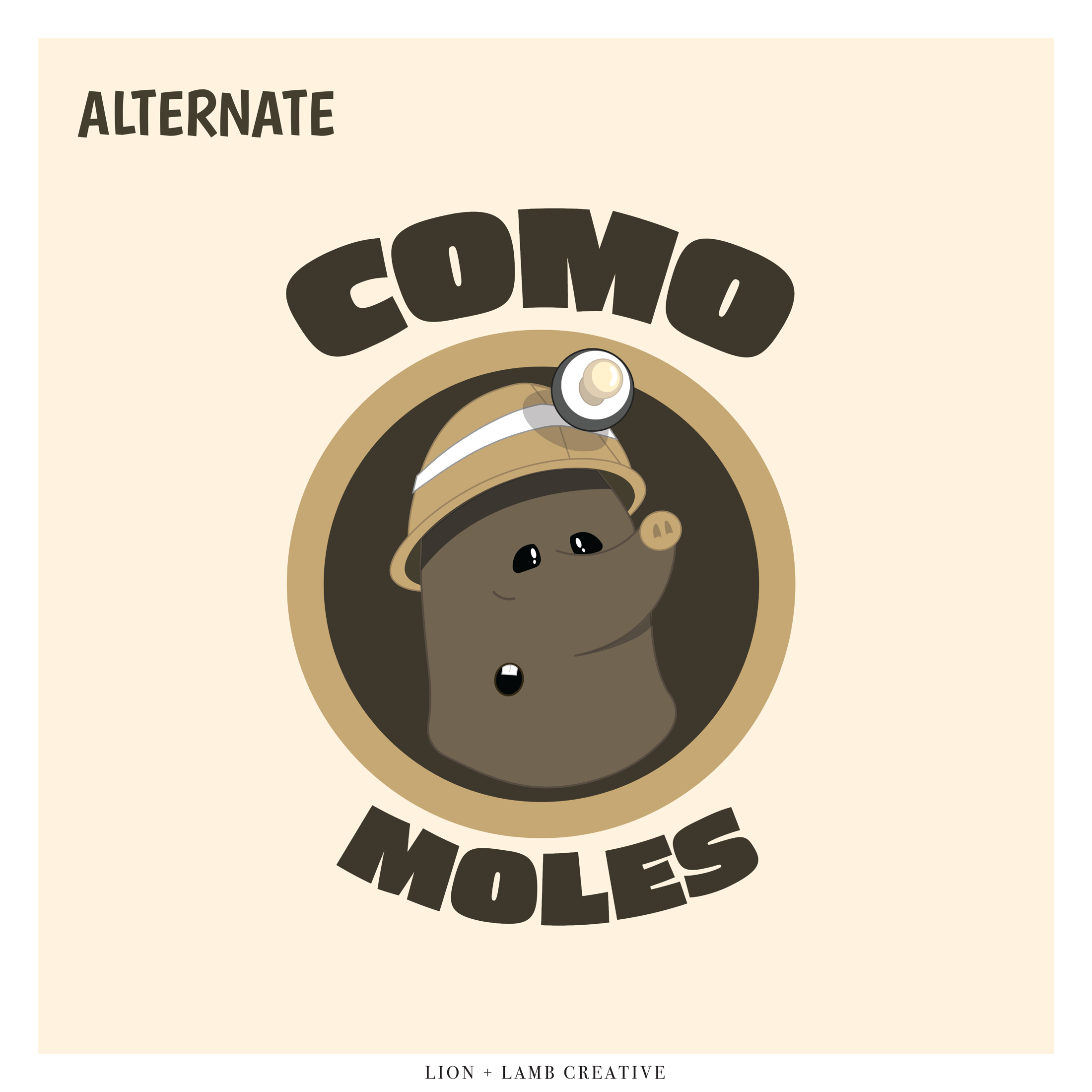 Alternate round COMO Moles mascot logo