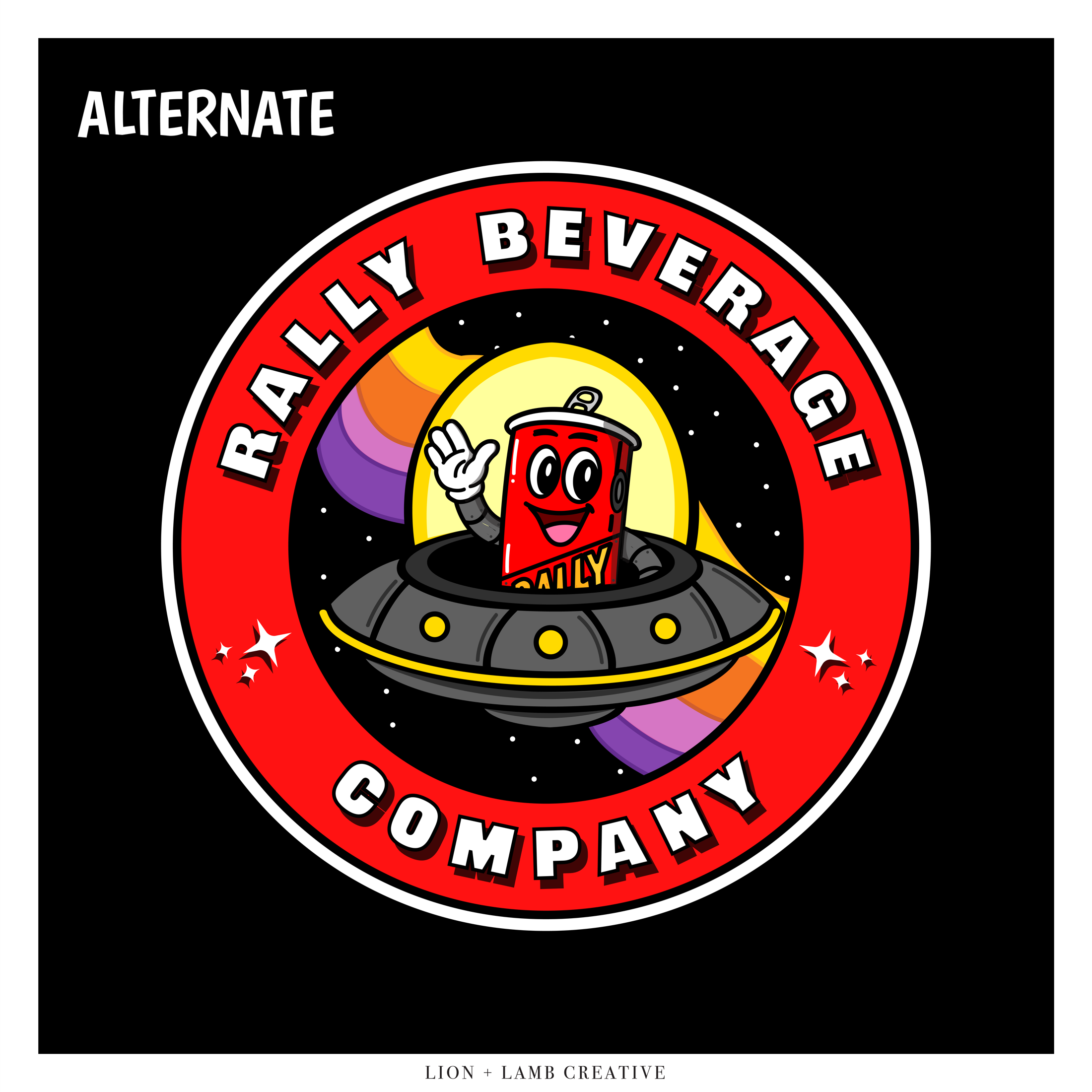 Rally Beverage Company character badge